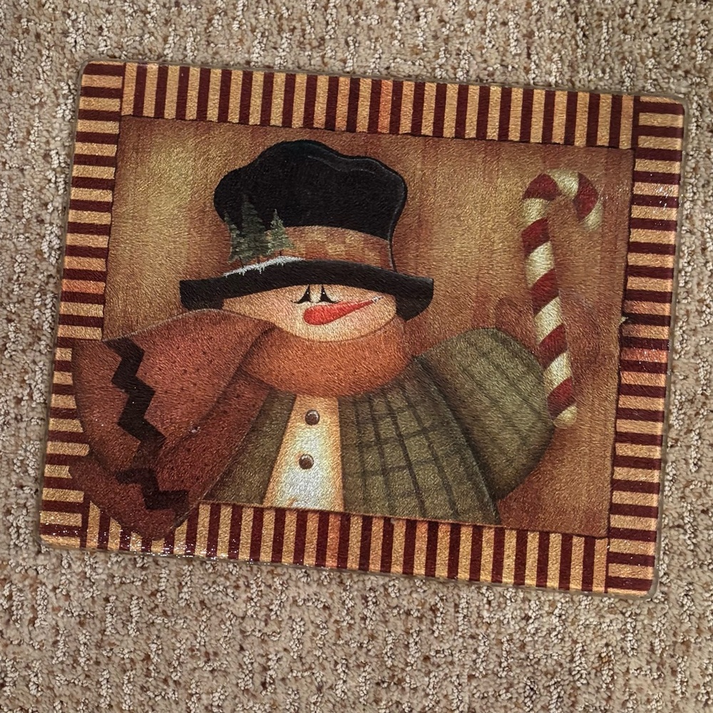 Festive Snowman Glass Serving Platter